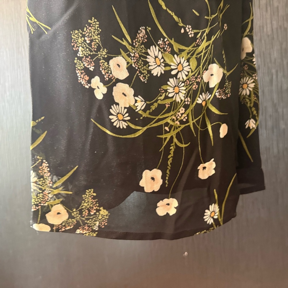 Reformation Black Floral Midi Dress with Green & Cream Print - Picture 6 of 6